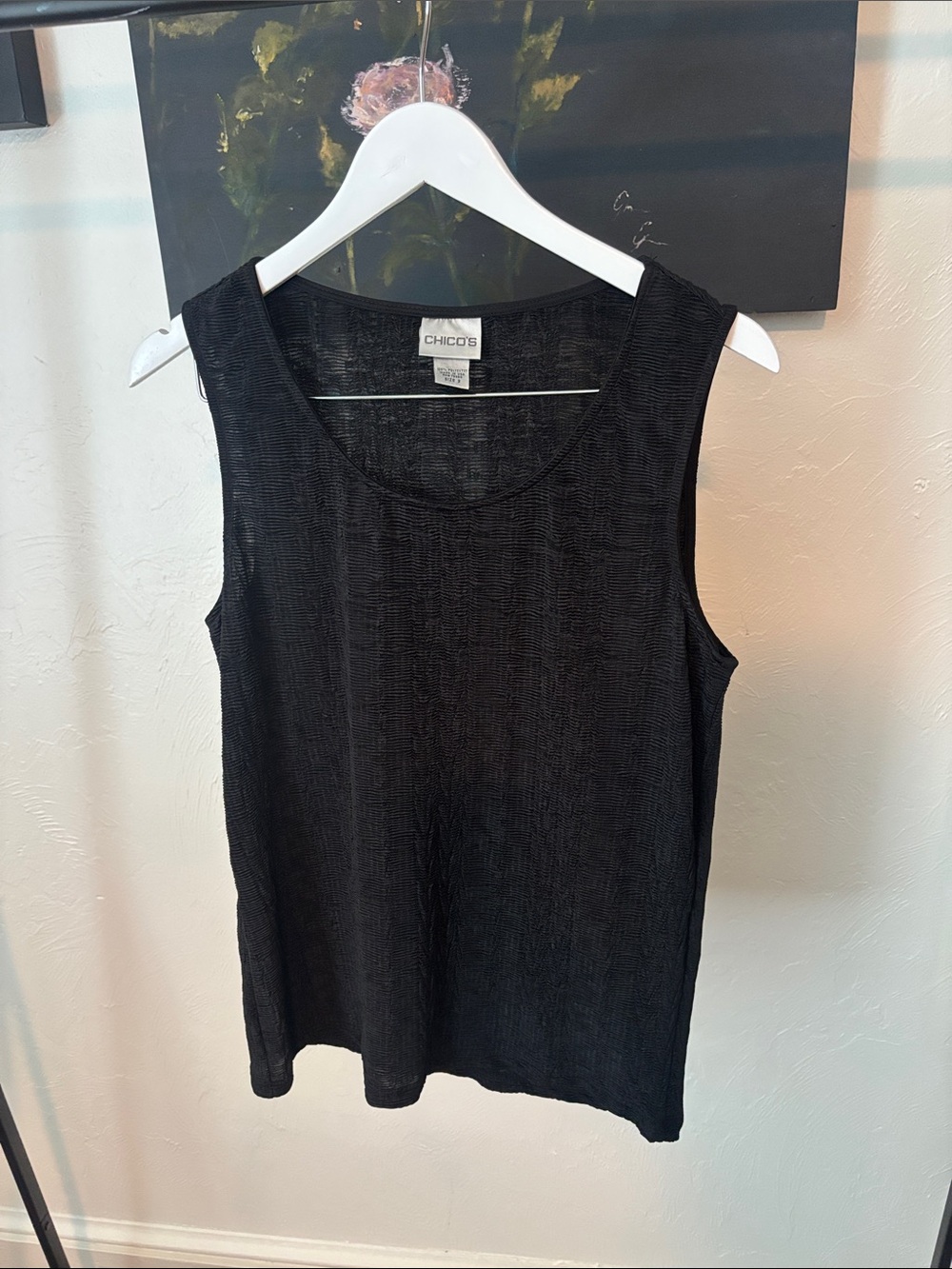 Chico's Black Textured Scoop Neck Tank